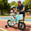 12/14/16 Inch Kids Bike with Training Wheels and Basket Green Color
