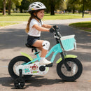 12/14/16 Inch Kids Bike with Training Wheels and Basket Green Color