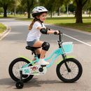 12/14/16 Inch Kids Bike with Training Wheels and Basket Green Color