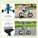 12/14/16 Inch Kids Bike with Training Wheels and Basket Green Color