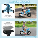 12/14/16 Inch Kids Bike with Training Wheels and Basket Navy Color