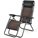 Folding Rattan Zero Gravity Lounge Chair with Removable Head Pillow by LJGDeals