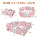 14-Panel Baby Playpen with Music Box & Basketball Hoop-Pink by LJGDeals