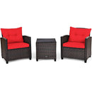 3 Pcs Patio Rattan Furniture Set Cushioned Conversation Set Coffee Table-Beige by LJGDeals