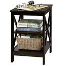 3-Tier Nightstand End Table with X Design Storage by LJGDeals