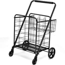 Heavy Duty Folding Utility Shopping Double Cart-Black by LJGDeals