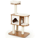 46 Inch Wooden Cat Activity Tree with Platform and Cushions by LJGDeals