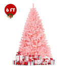 6 Feet Pink Artificial Hinged Spruce Full Christmas Tree with Foldable Metal Stand by LJGDeals