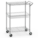 3-Tier Rolling Utility Cart with Handle Bar and Adjustable Shelves by LJGDeals
