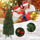 4.5 Feet Pre-lit Hinged Pencil Christmas Tree with Pine Cones Red Berries and 150 Lights by LJGDeals