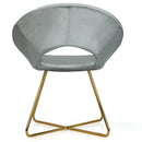 Modern Accent Velvet Dining Arm Chair with Golden Metal Legs and Soft Cushion by LJGDeals