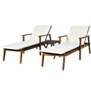 3 Pieces Portable Patio Cushioned Rattan Lounge Chair Set with Folding Table by LJGDeals