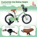 Girls Bike 12 Inch with Training Wheels and Basket - Green