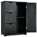 Bathroom Floor Cabinet Side Storage Cabinet with 3 Drawers and 1 Cupboard by LJGDeals
