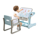 2 in 1 Kids Easel Table and Chair Set with Adjustable Art Painting Board