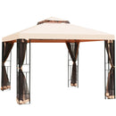 10 x 10 Feet 2-Tier Vented Metal Canopy with Mosquito Netting by LJGDeals