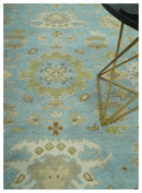 Light Blue, Beige and Ivory Hand knotted 8x10 Traditional Oriental Oushak wool rug by The Rug Decor