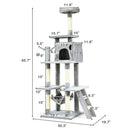 66 Inch Cat Tree Condo Kitten Multi-Level Activity Center-Gray by LJGDeals