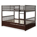 Full over Full Bunk Bed Platform Wood Bed with Ladder by LJGDeals