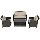 4 Pieces Outdoor Rattan Furniture Set with Glass Table by DirectDeals