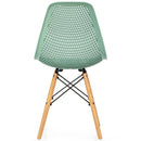 2 Pcs Modern Plastic Hollow Chair Set with Wood Leg by LJGDeals