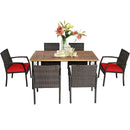 7Pcs Patio Rattan Cushioned Dining Set with Umbrella Hole by LJGDeals