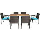 7Pcs Patio Rattan Cushioned Dining Set with Umbrella Hole by LJGDeals