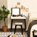 Vanity Table Set with Flip Top Mirror and Padded Stool-Brown by LJGDeals