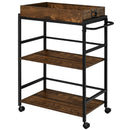 3-Tier Kitchen Serving Bar Cart with Lockable Casters and Handle Rack for Home Pub-Rustic Brown by LJGDeals