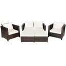 5 Pieces Patio Cushioned Rattan Furniture Set by LJGDeals