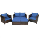 5 Pieces Patio Cushioned Rattan Furniture Set by LJGDeals