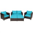 5 Pieces Patio Cushioned Rattan Furniture Set by LJGDeals