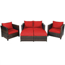 5 Pieces Patio Cushioned Rattan Furniture Set by LJGDeals