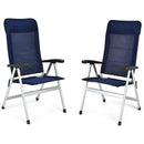 2Pcs Patio Dining Chair with Adjust Portable Headrest-Blue by DirectDeals
