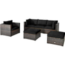 6 Pcs Patio Rattan Furniture Set with Sectional Cushion by LJGDeals