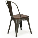 18 Inch Height Set of 4 Stackable Style Metal Wood Dining Chair by LJGDeals