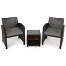 3 Pieces PE Rattan Wicker Furniture Set with Cushion Sofa Coffee Table for Garden by LJGDeals