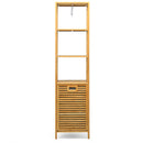 Bamboo Tower Hamper Organizer with 3-Tier Storage Shelves-Natural by LJGDeals