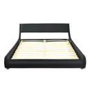 Full Size Faux Leather Upholstered Platform Bed Adjustable Headboard-Black by LJGDeals