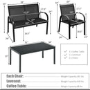 4 Pieces Patio Furniture Set with Glass Top Coffee Table by LJGDeals
