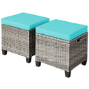 2 Pieces Patio Rattan Ottoman Seat with Removable Cushions-Navy by LJGDeals