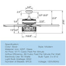 52 Inch Ceiling Fan with Light Reversible Blade and Adjustable Speed by DirectDeals