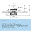 52 Inch Ceiling Fan with Light Reversible Blade and Adjustable Speed by DirectDeals