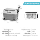 58 Quarts Car Refrigerator Portable RV Freezer Dual Zone with Wheel-Gray by LJGDeals