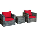 3 Pcs Patio Rattan Furniture Bistro Sofa Set with Cushioned-Navy by LJGDeals