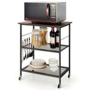 3-Tier Kitchen Serving Cart Utility Standing Microwave Rack with Hooks by LJGDeals