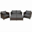 5 Pieces Patio Cushioned Rattan Furniture Set by LJGDeals