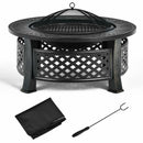 Outdoor Fire Pit with BBQ Grill and High-temp Resistance Finish by LJGDeals