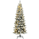 7.5 Feet Pre-Lit Hinged Christmas Tree Snow Flocked with 9 Modes Lights