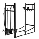 36 Inch Fireplace Log Holder with Kindling Holders and Shovel by DirectDeals